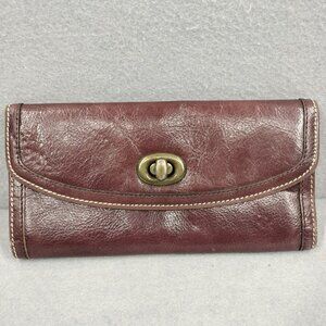 Franklin Covey Full Grain Leather Travel Organizer Trifold Wallet Brown Women’s